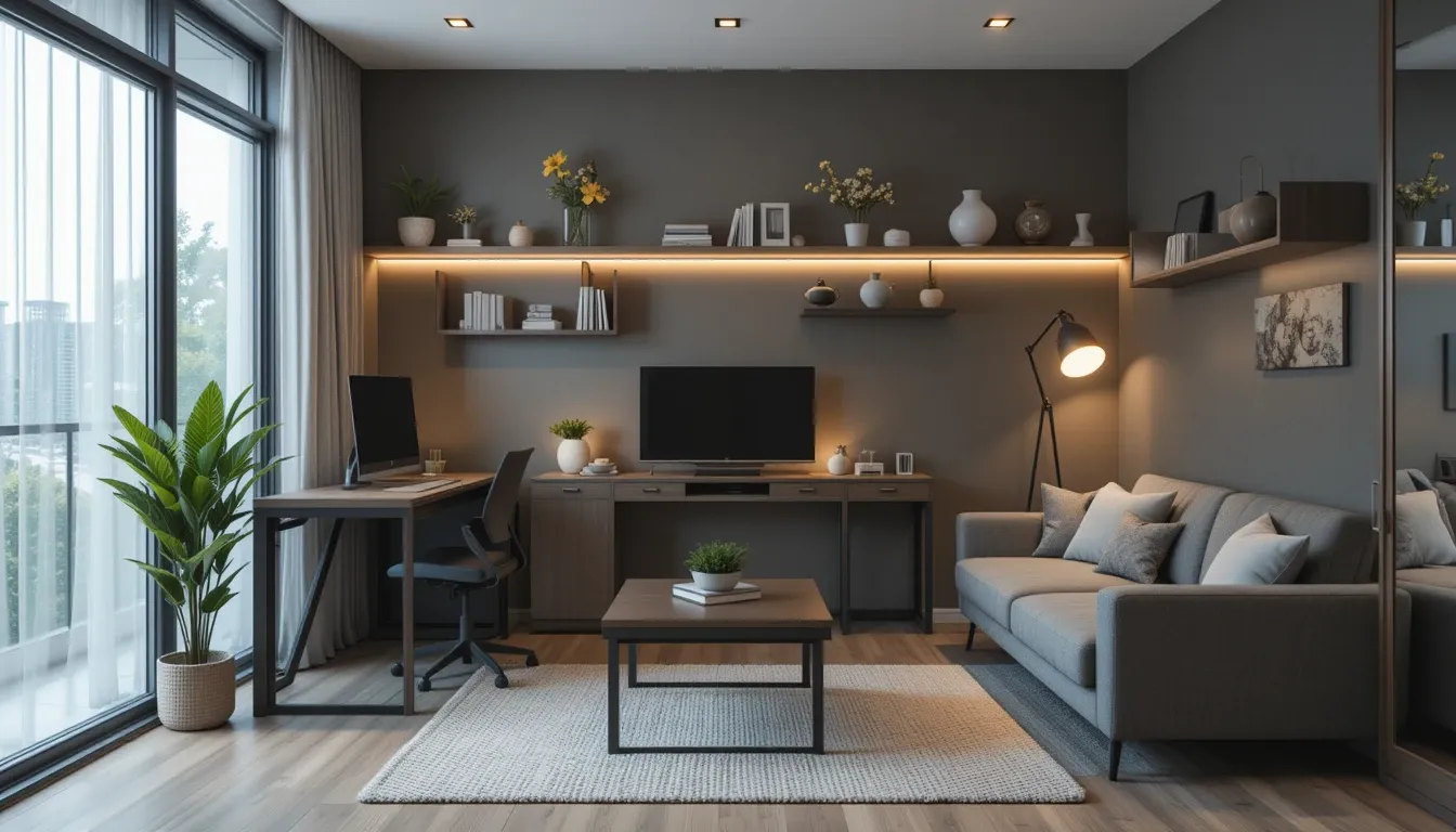 Nội thất thông minh giá rẻ cho nhà nhỏ, gồm bàn gập, sofa mini và kệ treo tường tiện dụng