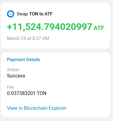 Swap TON sang ATF