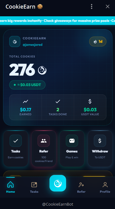 Cookie earn xem quảng cáo kiếm tiền