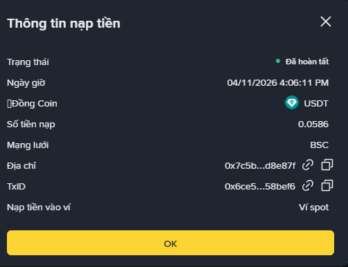 proof rút tiền về ví usdt binance